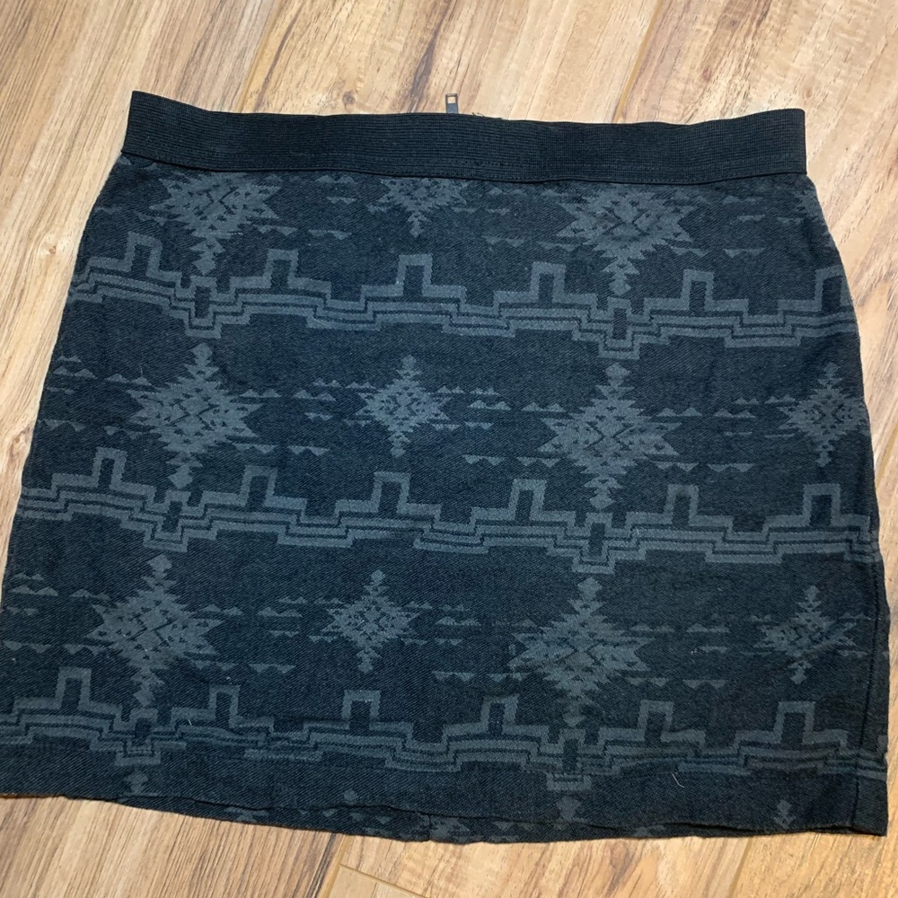 Black Aztec pattern mini skirt